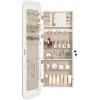 imageVEVOR Mirror Jewelry Cabinet 472Inch Tall Lockable Jewelry Armoire with FullLength Mirror WallDoor Mounted Organizer with LED Lights and Velvet Lining BrownWhite