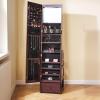 imageVEVOR Mirror Jewelry Cabinet 472Inch Tall Lockable Jewelry Armoire with FullLength Mirror WallDoor Mounted Organizer with LED Lights and Velvet Lining BrownBrown