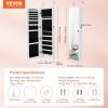 imageVEVOR Mirror Jewelry Cabinet 472Inch Tall Lockable Jewelry Armoire with FullLength Mirror WallDoor Mounted Organizer with LED Lights and Velvet Lining BrownWhite
