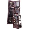 imageVEVOR Mirror Jewelry Cabinet 472Inch Tall Lockable Jewelry Armoire with FullLength Mirror WallDoor Mounted Organizer with LED Lights and Velvet Lining BrownBrown