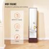 imageVEVOR Mirror Jewelry Cabinet 472Inch Tall Lockable Jewelry Armoire with FullLength Mirror WallDoor Mounted Organizer with LED Lights and Velvet Lining BrownBrown