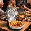 imageVEVOR Pizza Oven 12 in Electric Pizza Maker 1200W Electric Pizzas Cooker with Cordierite Stone 5Mode Temperature Control Viewing Window for Precise Cooking Heats up to 788 F for Home RedWhite