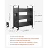 imageVEVOR Rolling Library Book Cart 330 lbs Capacity 303 x 15 x 480Inch Library Cart Single Sided VShaped Shelves with 3Inch Lockable Wheels Book Truck for Home Shelves Office and School BlackBlack