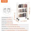 imageVEVOR Rolling Library Book Cart 330 lbs Capacity 303 x 15 x 480Inch Library Cart Single Sided VShaped Shelves with 3Inch Lockable Wheels Book Truck for Home Shelves Office and School BlackCream