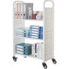 imageVEVOR Rolling Library Book Cart 330 lbs Capacity 303 x 15 x 480Inch Library Cart Single Sided VShaped Shelves with 3Inch Lockable Wheels Book Truck for Home Shelves Office and School BlackWhite