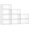 imageVEVOR Shoe Storage Boxes 12 Pack Clear Stackable Shoe Boxes Storage Organizers with Magnetic Door Fit up to US Size 13 Plastic Sneaker Containers for High Heels Boots and Hats Transparent White9 pack