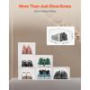 imageVEVOR Shoe Storage Boxes 12 Pack Clear Stackable Shoe Boxes Storage Organizers with Magnetic Door Fit up to US Size 13 Plastic Sneaker Containers for High Heels Boots and Hats Transparent White6 pack