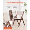 imageVEVOR Wooden Folding Chairs with Leather Cushion Set of 2 Portable Foldable Cushion Chair with Wooden Frame Easy Assembly Modern Leather Padded Dining Chair for Office Wedding Party Home BlackWalnutbeige