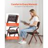 imageVEVOR Wooden Folding Chairs with Leather Cushion Set of 2 Portable Foldable Cushion Chair with Wooden Frame Easy Assembly Modern Leather Padded Dining Chair for Office Wedding Party Home BlackWalnutblack Leather