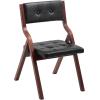 imageVEVOR Wooden Folding Chairs with Leather Cushion Set of 2 Portable Foldable Cushion Chair with Wooden Frame Easy Assembly Modern Leather Padded Dining Chair for Office Wedding Party Home BlackWalnutblack Leather
