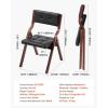 imageVEVOR Wooden Folding Chairs with Leather Cushion Set of 2 Portable Foldable Cushion Chair with Wooden Frame Easy Assembly Modern Leather Padded Dining Chair for Office Wedding Party Home BlackWalnutblack Leather