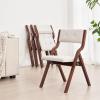 imageVEVOR Wooden Folding Chairs with Leather Cushion Set of 2 Portable Foldable Cushion Chair with Wooden Frame Easy Assembly Modern Leather Padded Dining Chair for Office Wedding Party Home BlackWalnutbeige