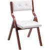 imageVEVOR Wooden Folding Chairs with Leather Cushion Set of 2 Portable Foldable Cushion Chair with Wooden Frame Easy Assembly Modern Leather Padded Dining Chair for Office Wedding Party Home BlackWalnutbeige
