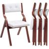 imageVEVOR Wooden Folding Chairs with Leather Cushion Set of 2 Portable Foldable Cushion Chair with Wooden Frame Easy Assembly Modern Leather Padded Dining Chair for Office Wedding Party Home BlackWalnutbeige
