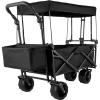 imageHappbuy Collapsible Wagon with Removable Canopy 220lbs Heavy Duty Foldable Beach Wagon with Big WheelsBlack