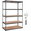 imageVEVOR 3Tier Foldable Storage Shelf 30W x 13D x 36H Inch Folding Metal Rack Shelving Unit No Assembly Organizer Shelf with 5 Wheels ampamp 4 Hooks for Pantry Kitchen Garage Basement Black48 L x 24 W x 72 H