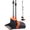 imageVEVOR Broom and Dustpan Set Heavy Duty Dustpan and Broom Combo with SelfCleaning Teeth Metal Upright Standing Dust Pan with Long Handle Ideal for Home Restaurant Office Dorm BlackOrange