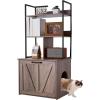 imageVEVOR Cat Litter Box Enclosure Furniture 276 in Hidden Litter Box Cabinet with Metal Legs ampamp 2Tier Storage Shelves Waterproof Washroom Cat House Fit Most of Litterbox for Living RoomGrey