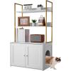 imageVEVOR Cat Litter Box Enclosure Furniture 276 in Hidden Litter Box Cabinet with Metal Legs ampamp 2Tier Storage Shelves Waterproof Washroom Cat House Fit Most of Litterbox for Living RoomWhite