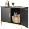 imageVEVOR Cat Litter Box Enclosure Furniture 276 in Hidden Litter Box Cabinet with Metal Legs ampamp 2Tier Storage Shelves Waterproof Washroom Cat House Fit Most of Litterbox for Living RoomBlack