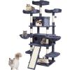imageVEVOR Cat Tree for Indoor Cats 606quot Cat Tower with Cat Condo Sisal Scratching Post Hammock Top Perch Jumping Platforms Large Cat Furniture Activity Center with Hang Ball Light GreyDark Grey