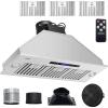 imageVEVOR Insert Range Hood 800CFM 3Speed 27 Inch Stainless Steel Builtin Kitchen Vent with Push Button Control LED Lights Baffle Filters DuctedDuctless Convertible ETL Listed4Speed Touch  Remote Control 36 Inch900 CFM