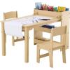 imageVEVOR Kids Art Table and 2 Chairs 2in1 Toddler Craft and Play Activity Table Wood Toddler Table and Chair Set with A Cabinet for Art Craft Reading LearningNatural