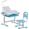 imageVEVOR Kids Study Chair and Desk Set Study Desk and Chair for Kids with Bookshelf ampamp Storage Drawer Adjustable Height ampamp 040 Tilted Desktop BlueBlue