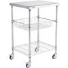 imageVEVOR Kitchen Utility Cart 366quotx20quotx24quot 3 Tiers Wire Rolling Cart 470LBS Capacity Steel Service Cart with Brake Wheels Storage Trolley with 76mm Basket PP Liner 6 Hooks for Indoor ampamp Outdoor UseDrawer Cart