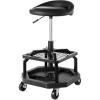 imageVEVOR Mechanic Stool Dual Storage Trays Rolling Stool and Garage Stool with Adjustable Height 236295 inSoft Waterproof Cushion 360 Swivel Casters 330 LBS Capacity Heavy DutyAdjustable Height StoolBlack