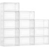 imageVEVOR Shoe Storage Boxes 12 Pack Clear Stackable Shoe Boxes Storage Organizers with Magnetic Door Fit up to US Size 13 Plastic Sneaker Containers for High Heels Boots and Hats Transparent White12 pack