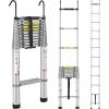 imageVEVOR Telescoping Ladder 203FT Aluminum Lightweight Extension Ladder MultiButton Retraction Collapsible Ladder 375 LBS Capacity with NonSlip Feet Portable Compact Ladders for Home RV Loft15 feet