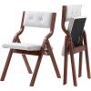 imageVEVOR Wooden Folding Chairs with Leather Cushion Set of 2 Portable Foldable Cushion Chair with Wooden Frame Easy Assembly Modern Leather Padded Dining Chair for Office Wedding Party Home BlackWalnutbeige