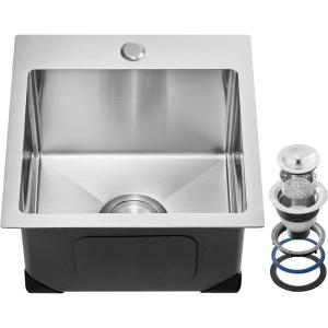 imageVEVOR 33quot Kitchen Workstation 304 Stainless Steel Top Mount Builtin Single Bowl Farmhouse with Accessories Home Dishwasher Sink for RV Prep Kitchen and Bar Black Silver 33INSilver