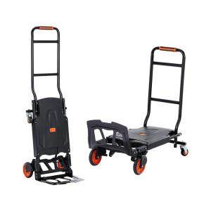 imageVEVOR Aluminum Truck 2 in 1 800 lbs Load Capacity Heavy Duty Industrial Convertible Folding Hand Truck and Dolly Utility Cart Converts from Hand Truck to Platform Cart with Rubber Wheels300LBS  2 in 1