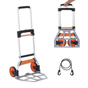 imageVEVOR Aluminum Truck 2 in 1 800 lbs Load Capacity Heavy Duty Industrial Convertible Folding Hand Truck and Dolly Utility Cart Converts from Hand Truck to Platform Cart with Rubber WheelsPortable  275LBS