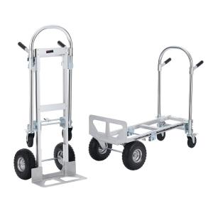 imageVEVOR Aluminum Truck 2 in 1 800 lbs Load Capacity Heavy Duty Industrial Convertible Folding Hand Truck and Dolly Utility Cart Converts from Hand Truck to Platform Cart with Rubber Wheels1000LBS  2 in 1