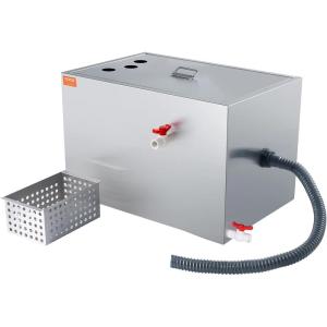 imageVEVOR Commercial Grease Trap 40 LBS Grease Interceptor Side Inlet Interceptor Under Sink Stainless Steel Grease Trap 10 GPM Waste Water Oilwater Separator for Restaurant Canteen Home KitchenTop Inlet