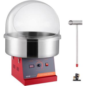 imageVEVOR Cotton Candy Machine Commercial 1000W Electric Floss Maker with Stainless Steel Bowl Sugar Scoop Storage Drawer Perfect for Home Carnival Kids Birthday Family Party RedRed