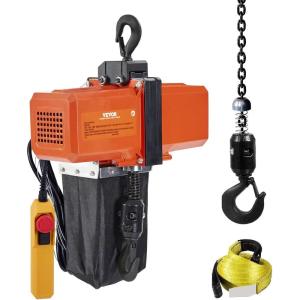 imageVEVOR Electric Chain Hoist 2200 lbs1 ton Capacity 10 ft Lifting Height 10 ftmin Speed 120V Single Phase Overhead Crane with G100 Chain 10 ft Wired Remote Control for Garage Shop Hotel Home1100 lbs 15 ft Lifting Height
