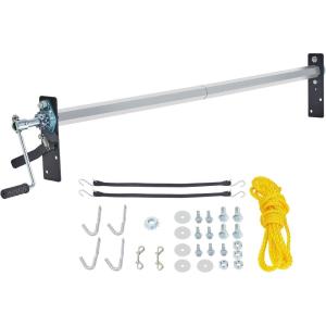 imageVEVOR Hand Crank Tarp Roller Kit 64quot to 104quot Wide Aluminum Alloy Manual Cab Level Dump Truck Tarp Roller with 7quot SpongeWrapped Handle Perfect for Dump Trucks Trailers Trash Haulers No Tarp