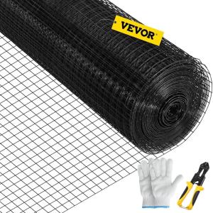 imageVEVOR Hardware Cloth 24quot x 100 ampamp 1quotx1quot Mesh Size Galvanized Steel Vinyl Coated 16 Gauge Welded Wire wA Cutting Plier ampamp A Pair of Fabric Gloves for Garden Fencing ampamp Pet Enclosures Black24 x 100