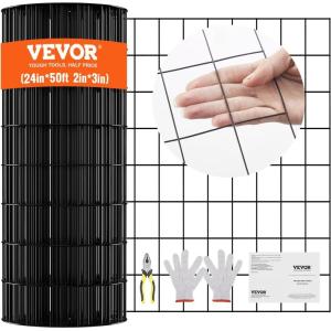 imageVEVOR Hardware Cloth 24quot x 100 ampamp 1quotx1quot Mesh Size Galvanized Steel Vinyl Coated 16 Gauge Welded Wire wA Cutting Plier ampamp A Pair of Fabric Gloves for Garden Fencing ampamp Pet Enclosures Black24x50 3x2inch