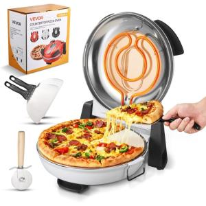 imageVEVOR Pizza Oven 12 in Electric Pizza Maker 1200W Electric Pizzas Cooker with Cordierite Stone 5Mode Temperature Control Viewing Window for Precise Cooking Heats up to 788 F for Home RedWhite