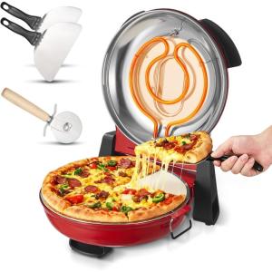 imageVEVOR Pizza Oven 12 in Electric Pizza Maker 1200W Electric Pizzas Cooker with Cordierite Stone 5Mode Temperature Control Viewing Window for Precise Cooking Heats up to 788 F for Home RedRed