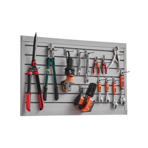 imageVEVOR Slat Wall Paneling 2 x 4 ft PVC Garage Slatwall with Modular Design Grey Slat Wall EasytoInstall Adjustable Slatwall Panel with Coupling Structure ampamp DIY Cutting Fits for Storage ampamp Display