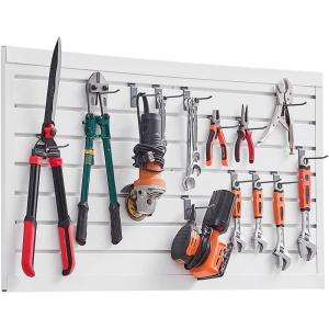 imageVEVOR Slat Wall Paneling 2 x 4 ft PVC Garage Slatwall with Modular Design White Slat Wall EasytoInstall Adjustable Slatwall Panel with Coupling Structure ampamp DIY Cutting Fits for Storage ampamp DisplayWhite