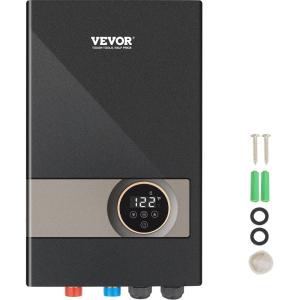 imageVEVOR Tankless Electric Water Heater 27kW Instant Hot Water Heater Under Sink On Demand for Bathroom Kitchen Office with LCD Touch Screen Child Security LockSpaceSaving 240V Black18KW