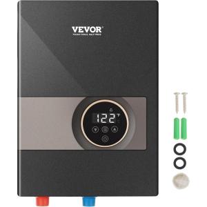 imageVEVOR Tankless Electric Water Heater 27kW Instant Hot Water Heater Under Sink On Demand for Bathroom Kitchen Office with LCD Touch Screen Child Security LockSpaceSaving 240V Black138KW