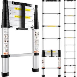 imageVEVOR Telescoping Ladder 203FT Aluminum Lightweight Extension Ladder MultiButton Retraction Collapsible Ladder 375 LBS Capacity with NonSlip Feet Portable Compact Ladders for Home RV Loft105 Ft